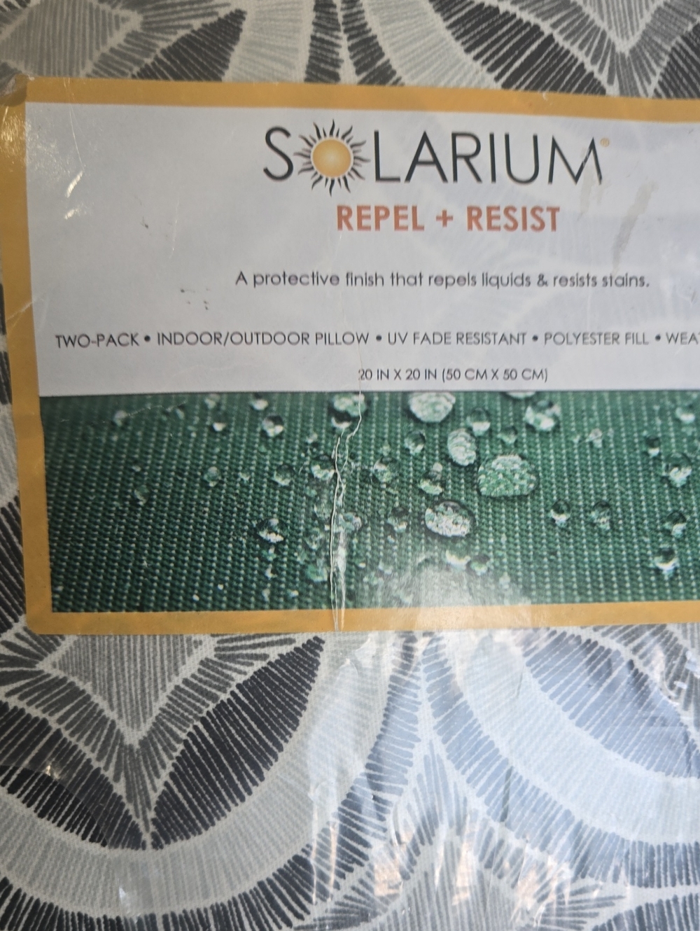 2- Solarium Repel + Resist Outdoor Fabric Cushion Gray-Black